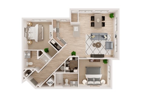 a1 floor plan  1 bedroom with 2 baths  119